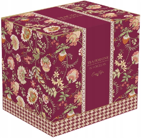 Set pentru ceai 3 piese portelan. Ceainic: Magie d'Orient. Bordo