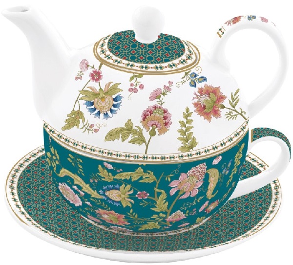 Set pentru ceai 3 piese portelan. Ceainic: Magie d'Orient. Verde