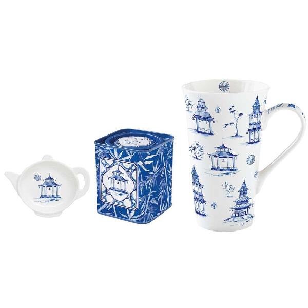 Set cana portelan cu suport pliculete de ceai si cutie pentru ceai: Pagoda