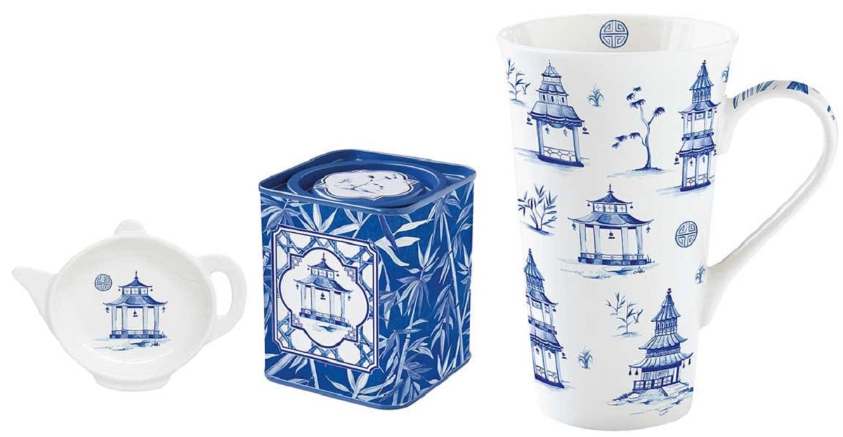 Set cana portelan cu suport pliculete de ceai si cutie pentru ceai: Pagoda