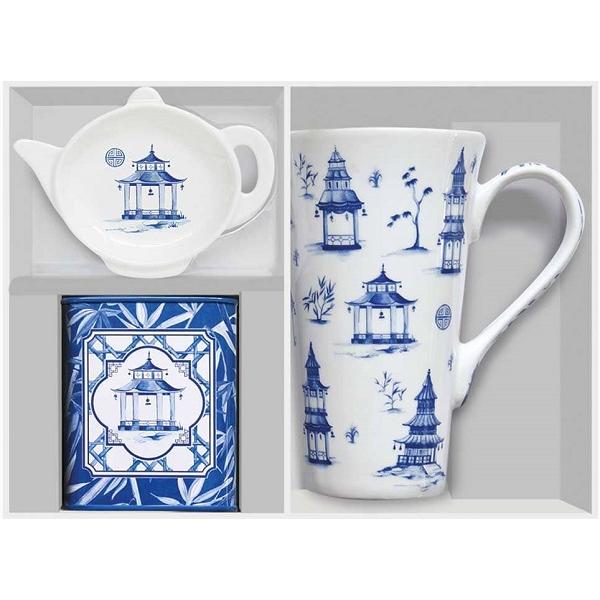 Set cana portelan cu suport pliculete de ceai si cutie pentru ceai: Pagoda