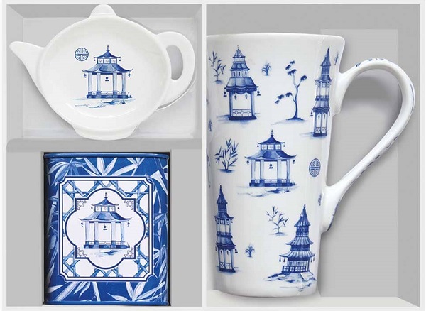 Set cana portelan cu suport pliculete de ceai si cutie pentru ceai: Pagoda