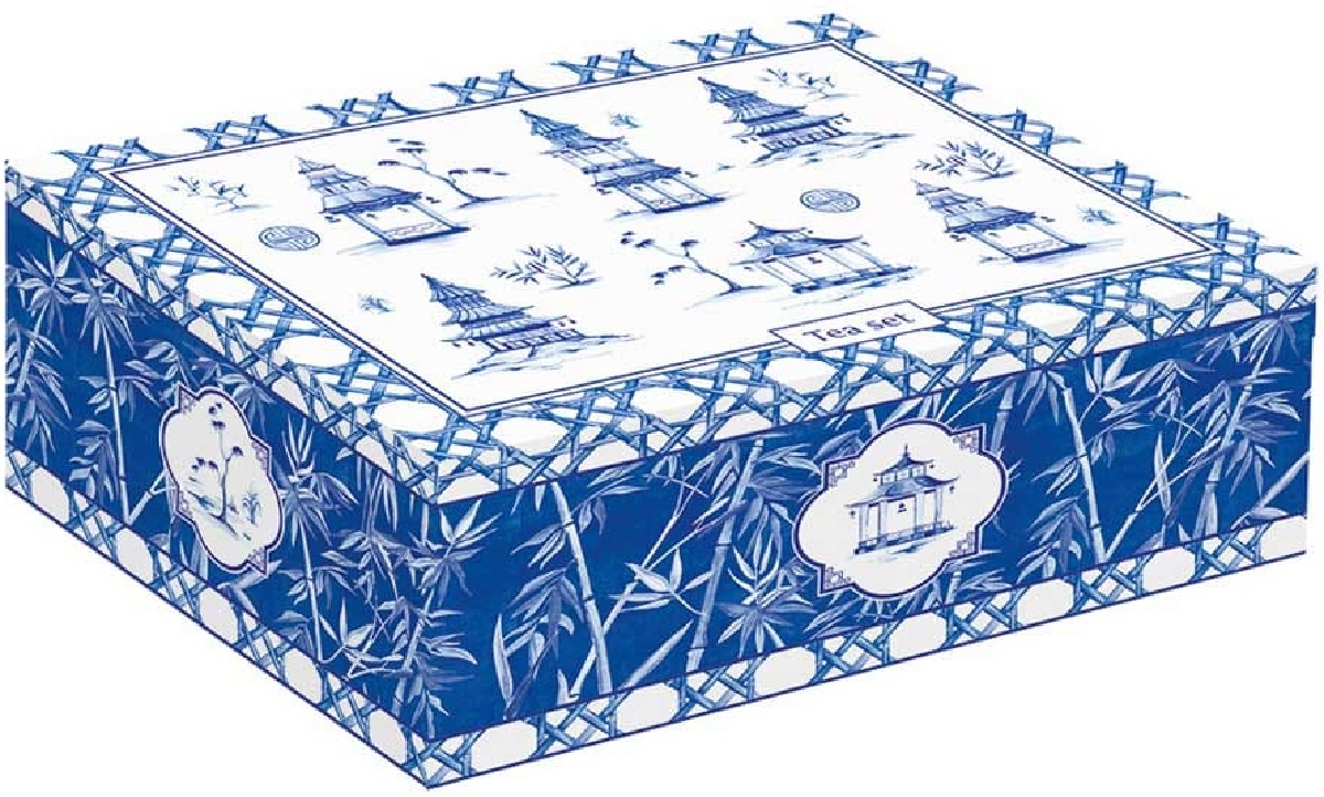Set cana portelan cu suport pliculete de ceai si cutie pentru ceai: Pagoda