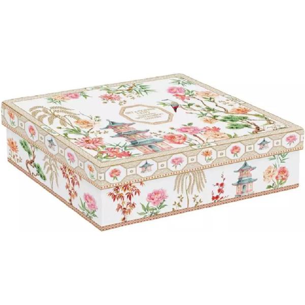Set 4 cesti portelan cu suport bambus: Jardins d'Orient