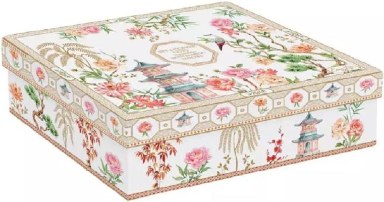 Set 4 cesti portelan cu suport bambus: Jardins d'Orient