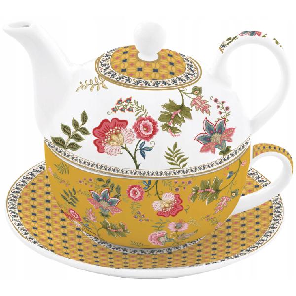 Set pentru ceai 3 piese portelan. Ceainic: Magie d'Orient. Galben