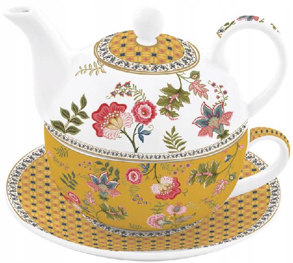 Set pentru ceai 3 piese portelan. Ceainic: Magie d'Orient. Galben