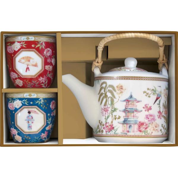 Set ceainic cu infuzor si 2 cesti portelan: Jardins d'Orient