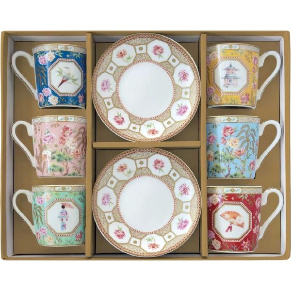 Set 6 cesti portelan cu farfurioara: Jardins d'Orient