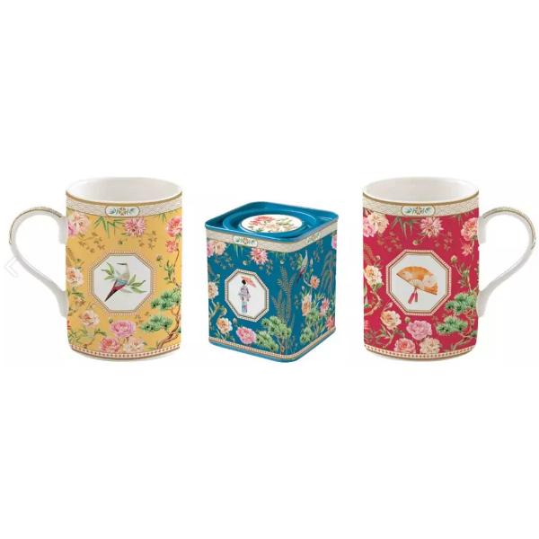 Set 2 cani portelan si cutie pentru ceai: Jardins d'Orient