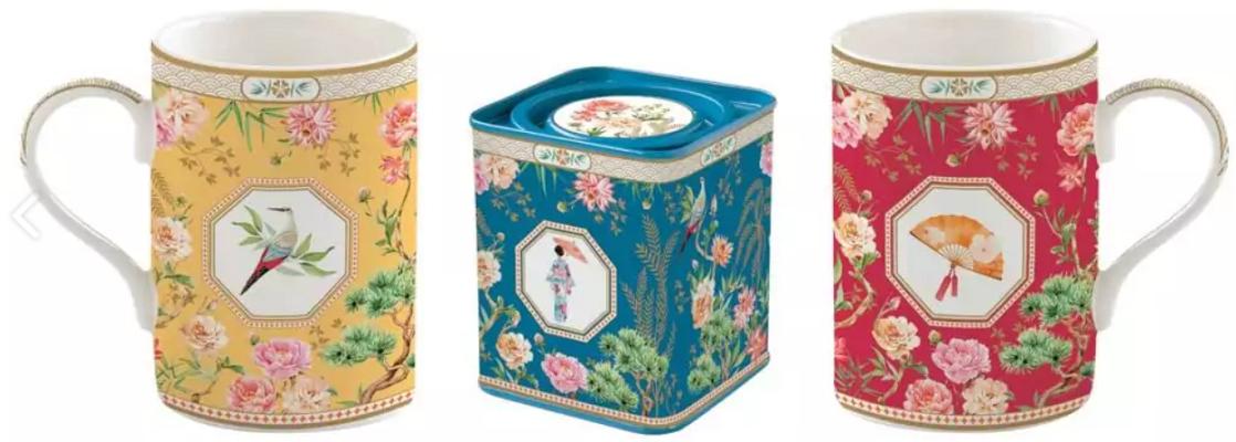 Set 2 cani portelan si cutie pentru ceai: Jardins d'Orient