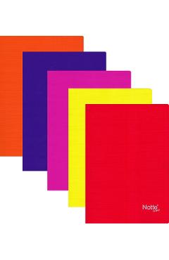 Imaginea produsului 'Set 5 caiete matematică A5 40 file. Coperta PP: Portocaliu, mov, roz, galben, roșu'