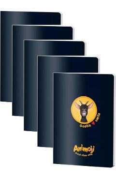 Imaginea produsului 'Set 5 caiete dictando A5 80 file: Negru. Animoji'