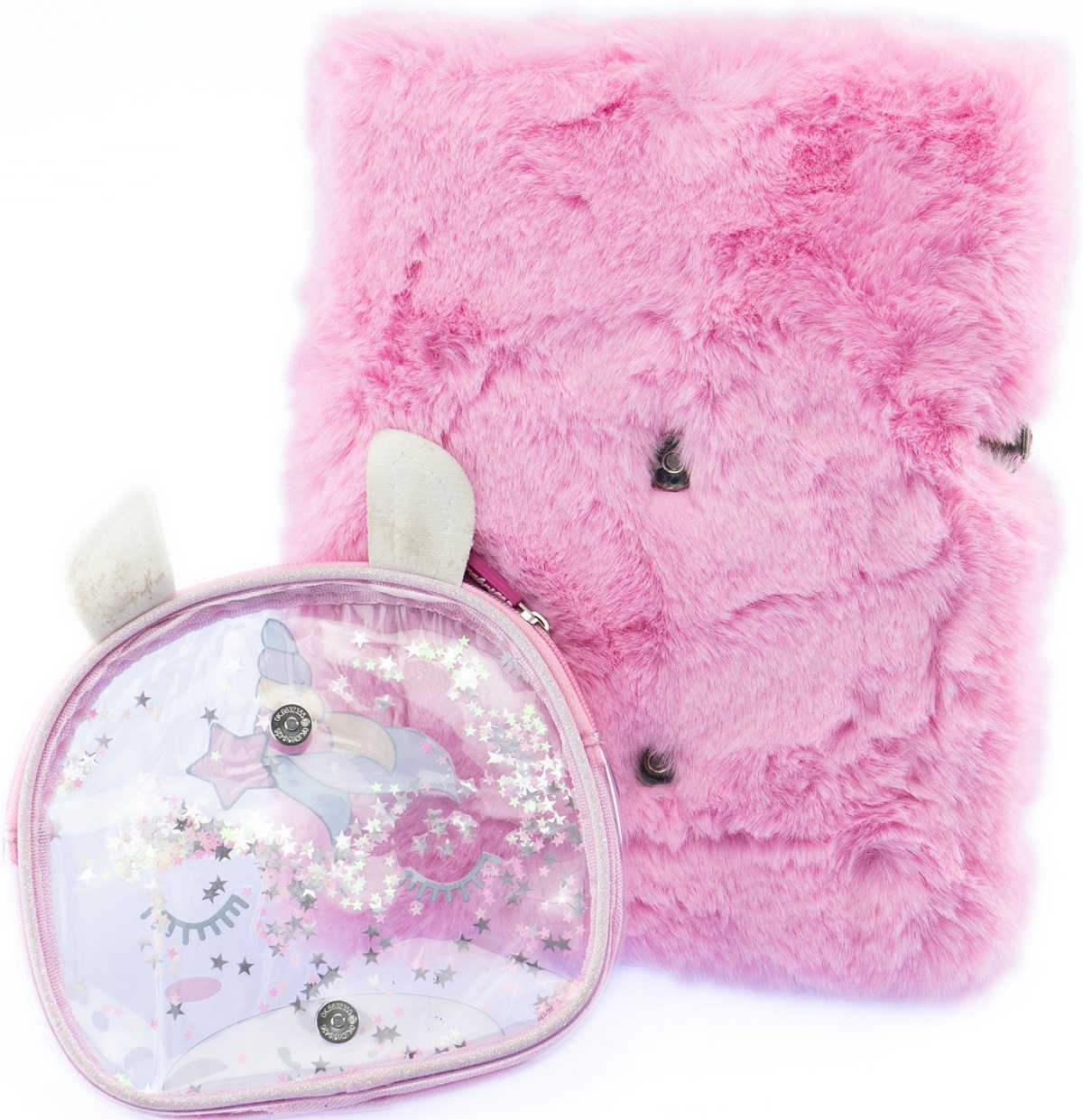 Planner gigant cu coperta pufoasa si poseta detasabila: Girabrilla unicorn