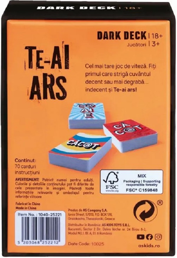 Joc de carti pentru adulti: Te-ai ars. Dark Deck