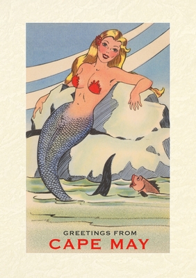 Vintage Lined Notebook Greetings from Cape May, Mermaid -