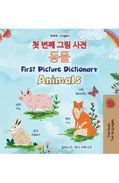 Coperta cărții 'First Picture Dictionary - Animals (Korean English Bilingual Children's Book) - Kidkiddos Books'