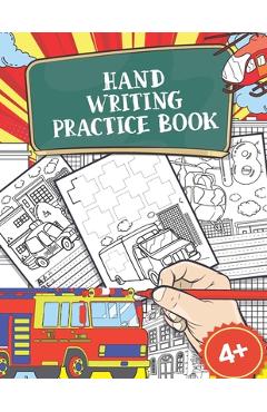 Coperta cărții 'Hand Writing Practice Book: Policecar & Firetruck Coloring Book, Tracing Letters and Numbers for Preschool, Gift for'