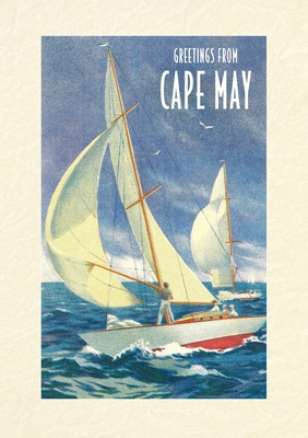 Vintage Lined Notebook Greetings from Cape May, New Jersey, Sailboats -