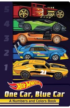 Coperta cărții 'Hot Wheels: One Car, Blue Car: A Numbers and Colors Book (a Mattel Hot Wheels Shaped Novelty Board Book for Toddlers) -'