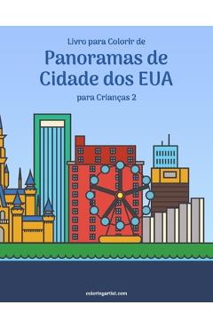 Coperta cărții 'Livro para Colorir de Panoramas de Cidade dos EUA para Crianças 2 - Nick Snels'