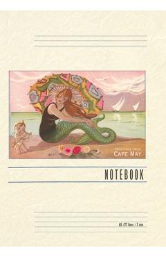 Poza produsului Vintage Lined Notebook Greetings from Cape May, Mermaid with Cherub - 