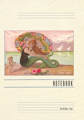 Vintage Lined Notebook Greetings from Cape May, Mermaid with Cherub -