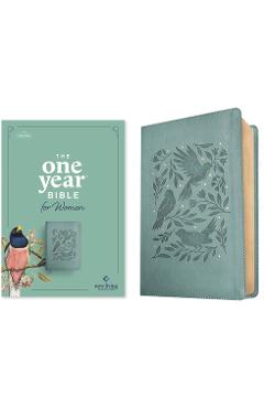 Coperta cărții 'NLT the One Year Bible for Women (Leatherlike, Birdsong Teal) -'