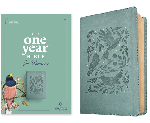 Coperta cărții 'NLT the One Year Bible for Women (Leatherlike, Birdsong Teal) -'