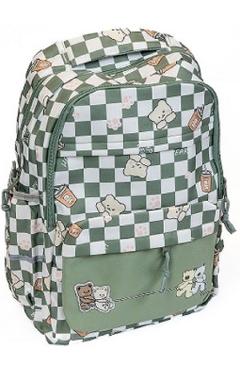 Imaginea produsului 'Ghiozdan Pătrățele: Verde-alb'