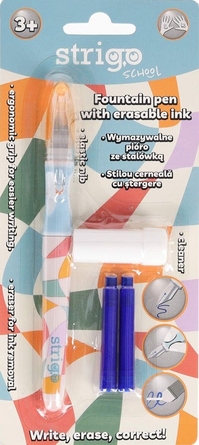 Set stilou cerneala cu stergere + 2 rezerve + dispozitiv curatare. Retro