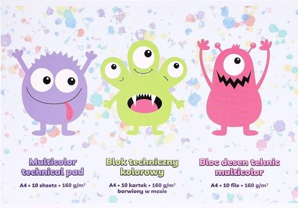 Bloc desen tehnic multicolor A4