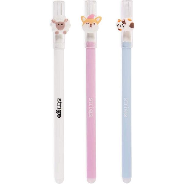 Set 3 pixuri cerneala termosensibila: Bleu, alb, roz. Seria Pets