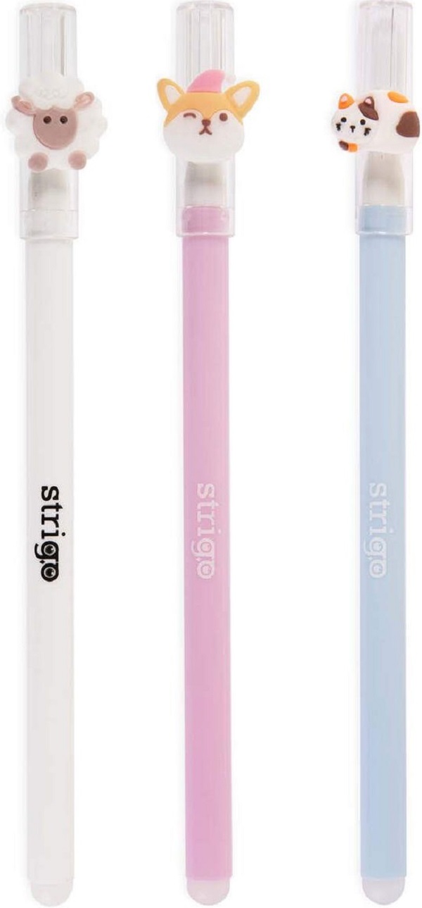 Imaginea produsului 'Set 3 pixuri cerneala termosensibila: Bleu, alb, roz. Seria Pets'