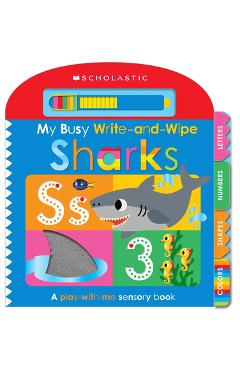 Coperta cărții 'My Busy Write-And-Wipe: Sharks (Scholastic Early Learners) - Scholastic Ea Scholastic Early Learners'