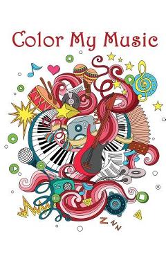 Coperta cărții 'Color My Music: - Mosaic Music Featuring 40 Stress Relieving Designs of Musical Instruments - Dinso See'
