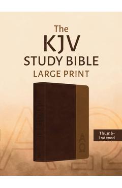 Coperta cărții 'The KJV Study Bible, Large Print (Indexed) [Two-Tone Brown Alpha & Omega] -'