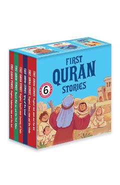 Coperta cărții 'First Quran Stories (6 Books Box Set): An Illustrated Board Book Boxset Consisting Islam Story Books for Kids Values of'