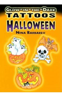 Coperta cărții 'Glow-In-The-Dark Tattoos: Halloween - Nina Barbaresi'