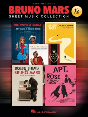 Bruno Mars Sheet Music Collection: 15 of Bruno's Biggest Hits Arranged for Piano, Voice, and Guitar, with Chord Symbols, Guitar Chord Frames, and Full -