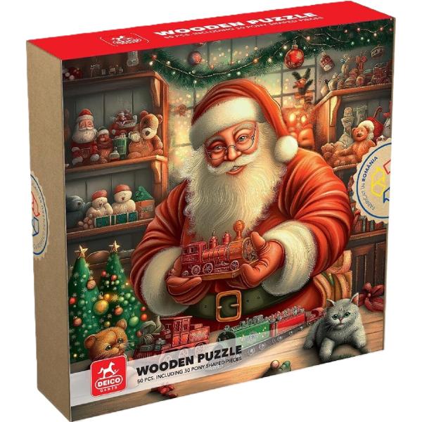 Puzzle 50 din lemn: Atelierul lui Mos Craciun