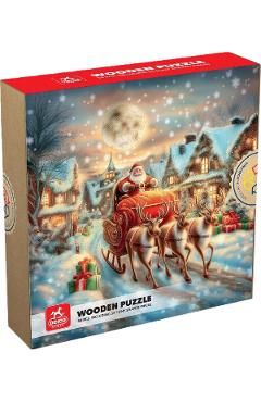 Imaginea produsului 'Puzzle 50 din lemn: Sania lui Moș Crăciun'