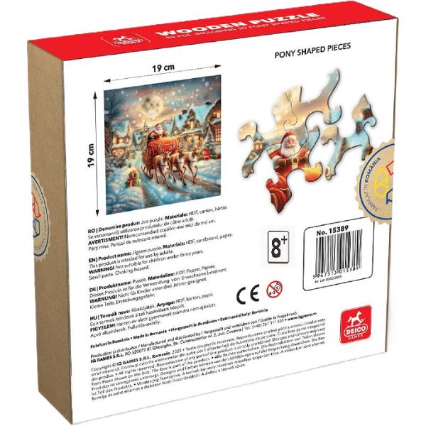 Puzzle 50 din lemn: Sania lui Mos Craciun