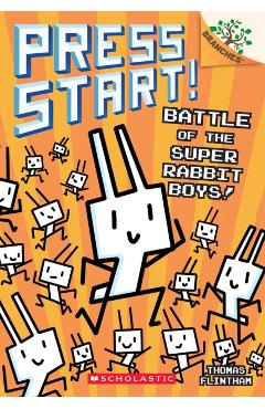 Coperta cărții 'Battle of the Super Rabbit Boys!: A Branches Book (Press Start! #18) - Thomas Flintham'