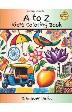 Coperta cărții 'Discover India: An Alphabet Coloring Book for Kids: Explore India from A to Z - D. Gollapalli'