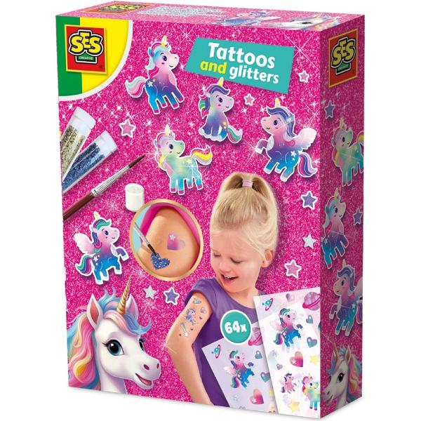 Set tatuaje si sclipici. Unicorni