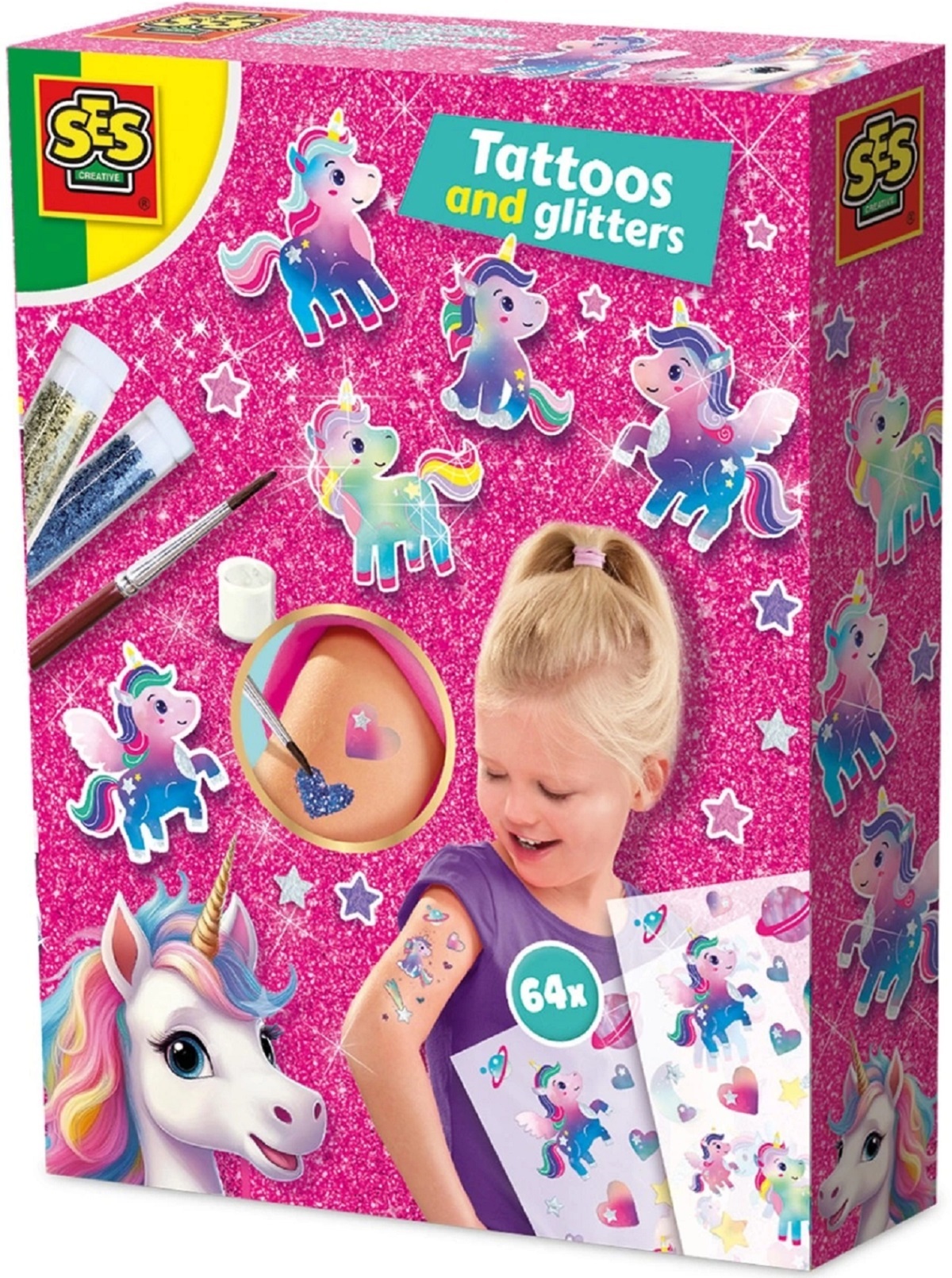 Set tatuaje si sclipici. Unicorni