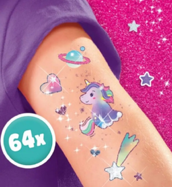Set tatuaje si sclipici. Unicorni