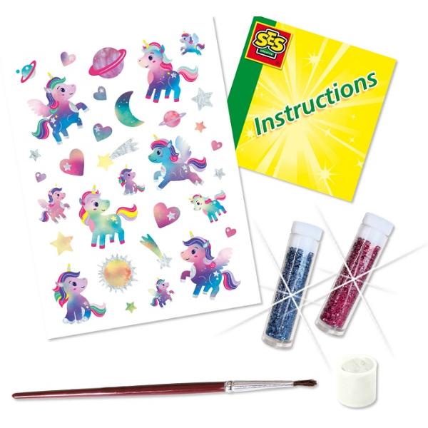 Set tatuaje si sclipici. Unicorni