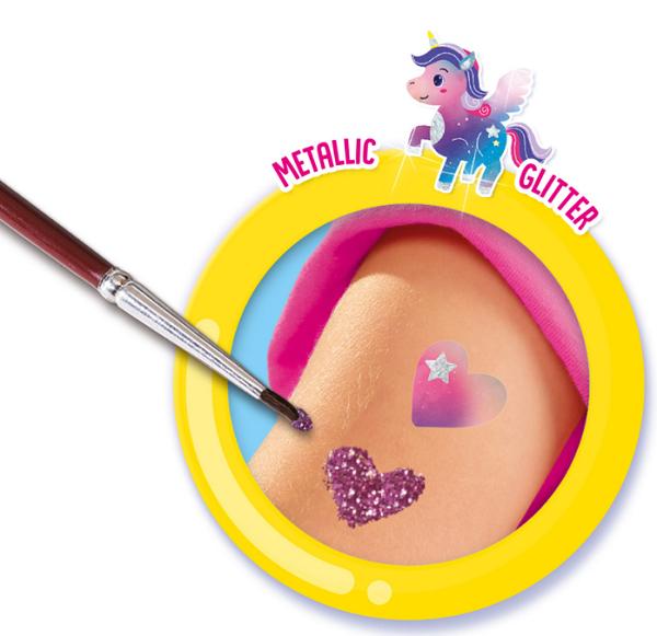 Set tatuaje si sclipici. Unicorni